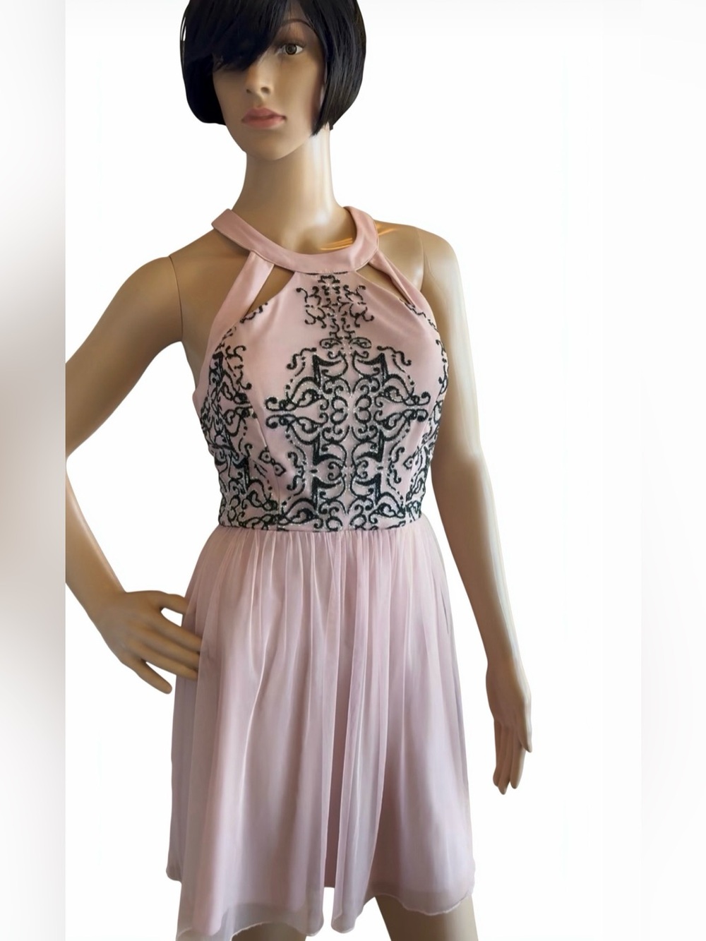 Xtroadinary Dress light pink, black & silver Great for wedding, birthday, Small